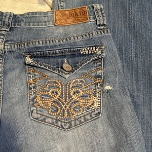 Adiktd Women's Boot Cut Jeans - Blue with Gold Embroidery